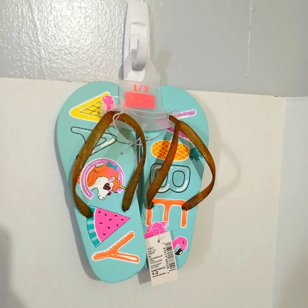 THE CHILDREN'S PLACE‎ GIRLS VIBES FLIP FLOPS SIZE 1/2